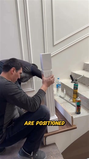 Installing balusters that are integrated with the wooden base #shortsviral #construction