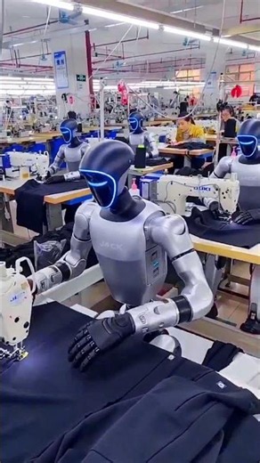 Humanoid Robots Take Over Garment Factory! 🤖🧵 #AI #Robotics