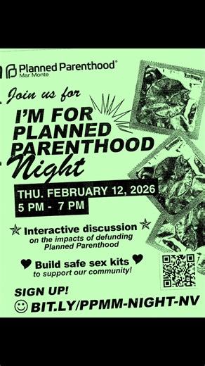 #YouAreInvited ✨I’m for Planned Parenthood Night✨ Join us for an interactive discussion on the impacts of defunding PlannedParenthood while creating safe sex kits to support our community. RSVP: bit.ly/ppmm-night-nv (scan qr code) #ImForpp #PlannedParenthood #HealthEquity