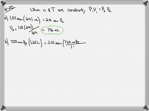 Data Analysis1. Calculate the values in the table below using the data yourecorded during the experiment. Subtract the volume of water addedfrom the total volume of the flask to determine the volume of air.The first two lines are filled out for you as an example.Volume of airPressure Inside the Flask (atm)1 / Pressure (atm–1)1821.001.001721.0580.9451621.123152 1.197142 1.282132 1.379