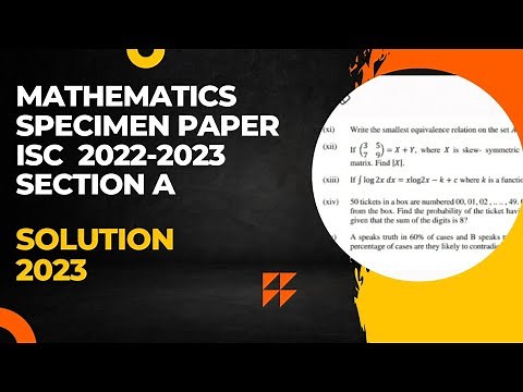 isc maths specimen paper solution 2023 | isc mathematics specimen paper 2022-2023 solution