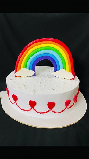 Rainbow Theme Cake Decoration 🌈 || #reels #reelsvideo #reelsfb #reelsviral #cake #cakedecorating #RainbowThemeCake | Food For Foodie