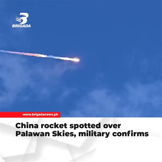 The Western Naval Command confirmed that a suspected Long March 12 rocket from China was observed passing through the skies over Palawan. Read the full story. 👇 | 104.5 Brigada San Jose - Antique