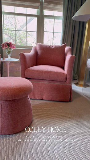 Our Dressmaker Marian Swivels are the perfect way to add a pop of color to any space, and we're loving it in our Noble, Coral fabric! Complete with a Mont Blanc, Bahama welt, these swivels are sure to be crowd pleasers. | Coley Home