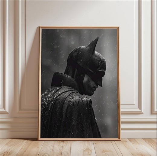 Batman Inspired Movie Poster, Dark Hero Art Print, Comic Book Art - Etsy UK