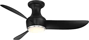 Corona Smart Indoor and Outdoor 3-Blade Flush Mount Ceiling Fan 44in Brushed Nickel Black 2700K LED Light Kit and Remote Control worksworks with Alexa and iOS or Android App