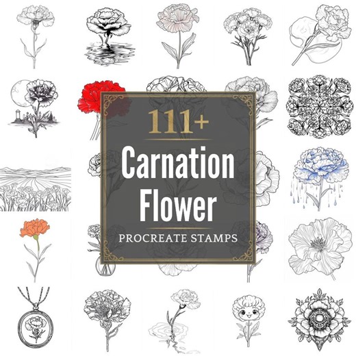 111+ Procreate Carnation Flower Brushes | Procreate Stamps | PNG Files | Instant Download - Etsy