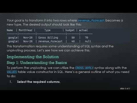 Transforming SQL Server Views: How to Unpivot Data Efficiently