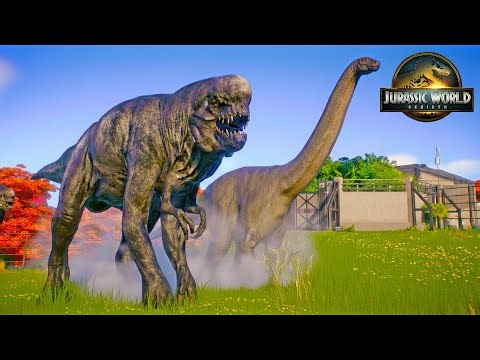 D-REX (Distortus Rex) Meets Brontosaurus Baxteri | Peaceful Friendship in Jurassic World Evolution 2