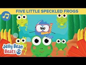 🐸 Five Little Speckled Frogs | Counting Songs for Kids | Nursery Rhymes 🎵 Jelly Bean Beats