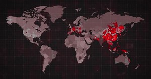 Animation World Map Continents Turning Red Showing Covid Coronavirus Spread
