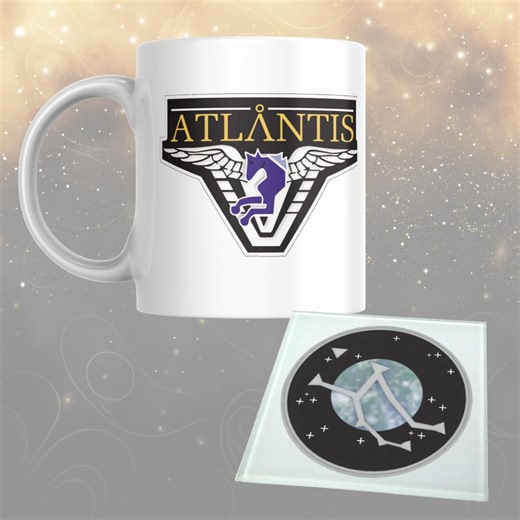 Stargate Mug - Stargate Atlantis - Atlantis Planet Patch and Atlantis Logo - Gift Set, Mug & Coaster Available - Etsy UK