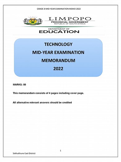 Grade 8 Technology June Exam Memo Explained