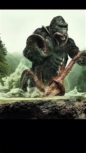 The duel between Gorilla and Octopus.#shorts #viralvideo #kong#movie#fantasy #wildlife