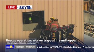 LIVE: SKY 11 over rescue mission for worker trapped in elevated sand hopper | wbaltv.com | WBAL-TV 11 Baltimore