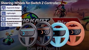 Steering Wheel for Nintendo Switch 2 Joy Con (2025), Switch 2 Racing Wheel for Mario Kart World & 8 Deluxe, NS2 Racing Games Accessories with Ergonomic Design and Easy to Install - 2 Packs Black