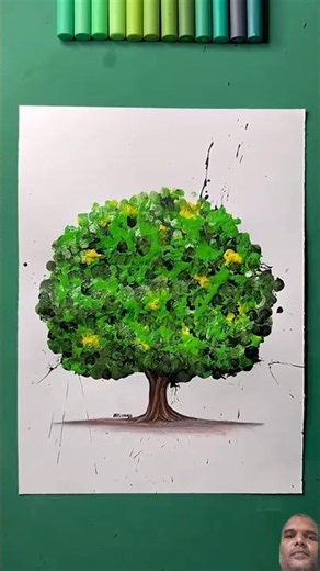 🌳🫧 Abstract Art Idea Using Bubble Wrap to Paint This Tree! 👀🎨