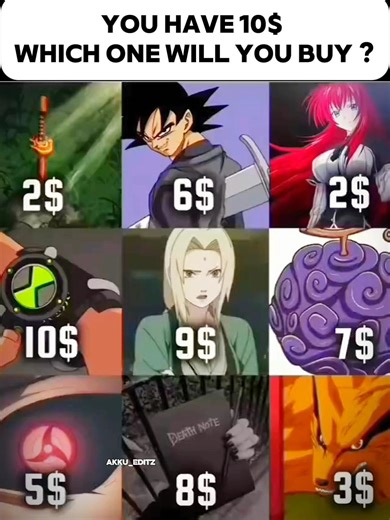😱 You Only Have $10… Choose Your Anime Power! #anime #animeshorts #viralshorts