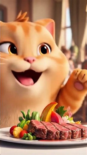 Cat orders Wagyu A5 food✨ #cartoon #animasulucu #funny #catanimation