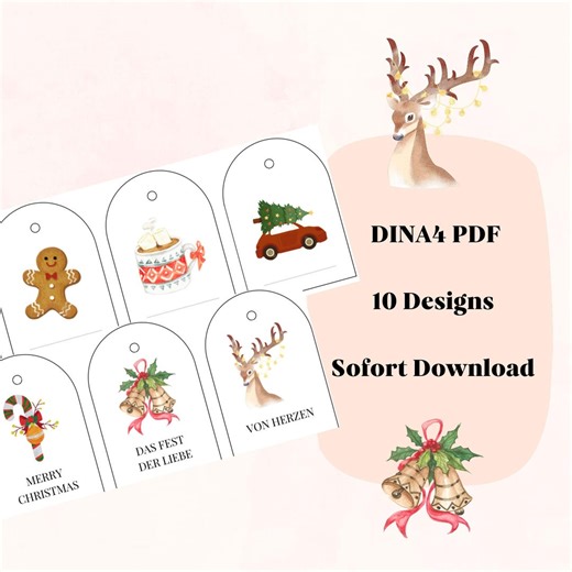 Christmas Gift Tags PDF Download | Printable Christmas Gift Tags | DIY Printable Gift Tags - Etsy