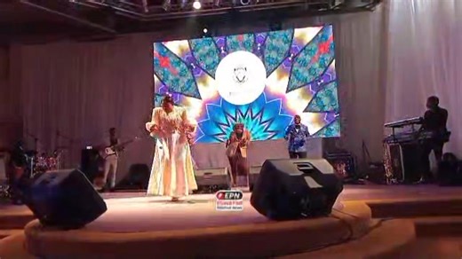 Gospel artist Nothando Dlamini performing a powerful song " Igazi lakhe likhulula izono zomhlaba" at the King’s Golf Cup dinner held at Lozitha Royal Residence | Eswatini Positive News
