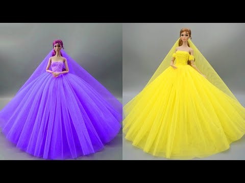 Disney Princess Dress Transformation ~ DIY Miniature Ideas for Barbie~ Wig, Dress, Faceup, and More!