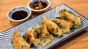 Pork and spring onion pot sticker dumplings