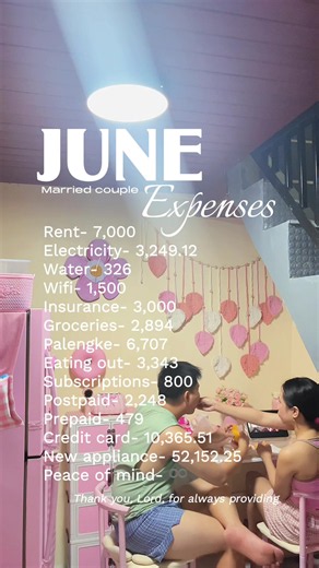 Ang mahal mabuhay, pero seeing all these expenses reminds us how blessed we are. Thank you, Lord, for always providing#marriedlife #monthlyexpenses #expenses #fyp