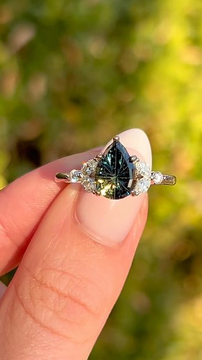 Staghead Designs | Welcome spring 🌞🐛🌼🧚‍♀️ Custom “Blossom” ring with a pear Starbrite parti-color sapphire from @johndyergems #customjewelry... | Instagram