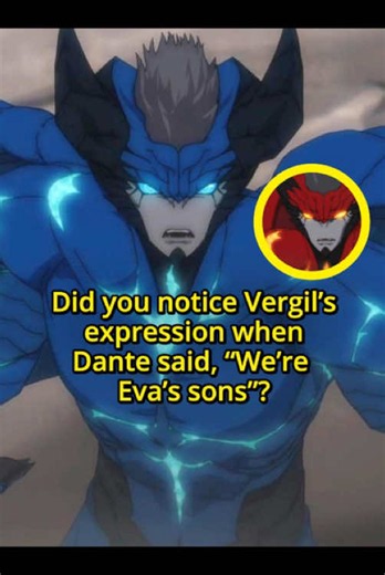 Did you notice Vergil’s expression when Dante said, “We’re Eva’s sons” ?No wonder he chose to stay behind in the Demon World and fight Mundus alone!#fyp #cartoon #devilmaycry #vergil #dante #usa