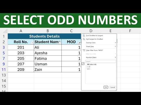 How to Select Odd Numbers in Excel | MOD Function Excel Trick