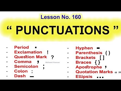Punctuation Marks Names Rules and Useful Examples in urdu Lesson 160 by Waheed Hassan