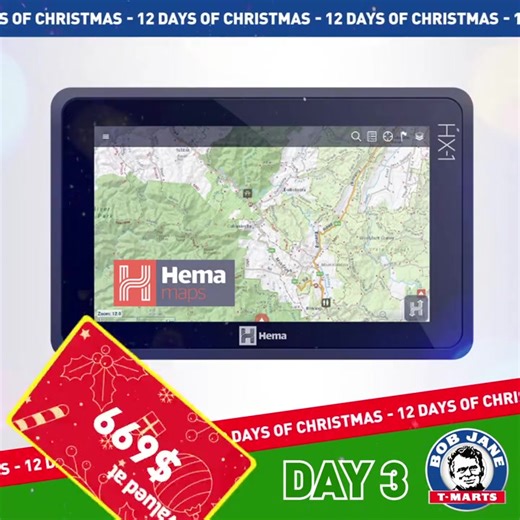 🎄12 DAYS OF CHRISTMAS GIVEAWAY🎅🏻 DAY 3 You’ll never get lost again if you win today’s prize, Hema's HX-2 on-and-off-road GPS Navigator, valued at $699 🔥 HOW TO ENTER Head to our Instagram page for instructions and T&Cs: https://www.instagram.com/bobjane_tmarts 📌 FYI - Feel free to share this giveaway - Enter as many times as you like. 1 comment = 1 entry - The winner will be contacted tomorrow - Competition is not associated with or endorsed by Facebook or Instagram | Bob Jane T-Marts (Offi