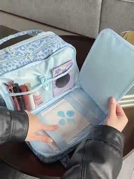 Pastel Blue Leopard Print Hello Kitty Makeup Bag: Where Style Meets Function ✨
