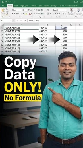 #Exceltrick Paste Only without formula in #Excel