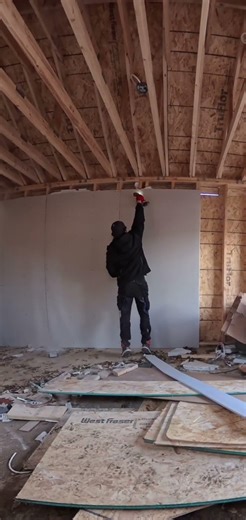 Garage drywall installation. #building #interiordesign #diy #drywall