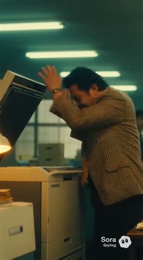 A Showa-era man who tries to fix a copy machine by hitting it #ai #aivideo