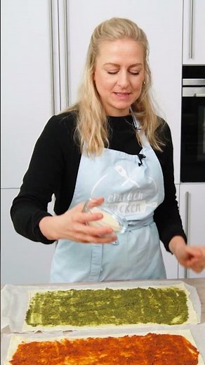 Blätterteigschnecken mit Pesto 🎉🥳 | schneller Blätterteig-Snack | Einfach Backen