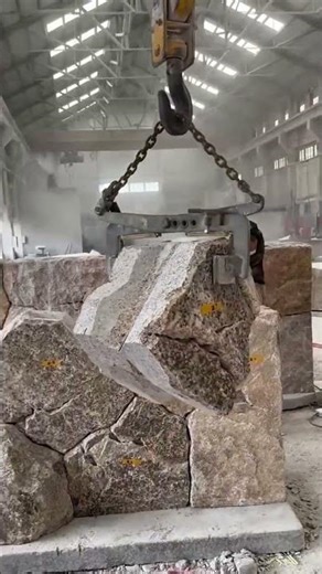 The process of lifting natural stones using anchored machines is easy #machineworks #popular