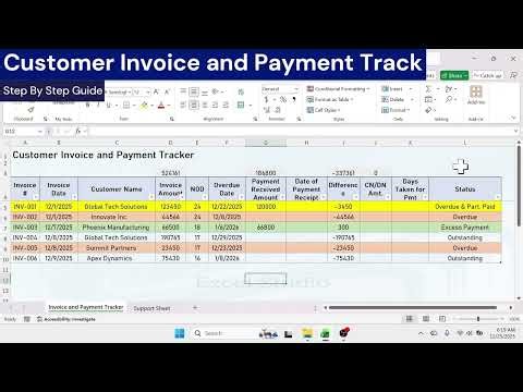 How to Track Invoice and Payment of Customers in Excel Sheet