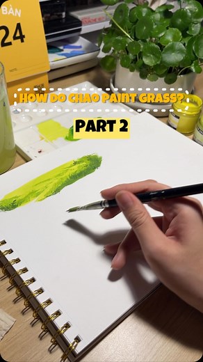 1.9M views · 5.3K reactions | How do Chao paint grass by poster color . #tutorials #howtopaint #Art #gouache #gouachelandscape #goodvibes #gouacheart #gouacheillustration #skylovers #artoftheday #artwork #artofinstagram #illustration #illustrationartists #aesthetic #aestheticstyle #bulletjournal #flowers | Lê Bảo Châu | Facebook