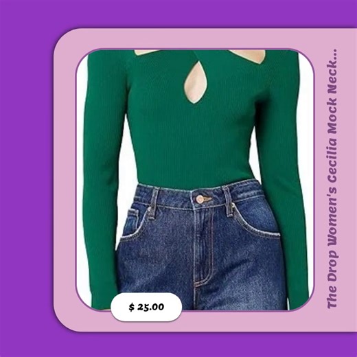 ✨ Effortless style just got easier! ✨ Elevate your wardrobe with The Drop Women's Cecilia Mock Neck Cut Out Sweater in a stunning green hue 🌿. This cozy and chic sweater combines comfort with a contemporary design that promises to keep you feeling confident and fabulous all day long! Perfect for casual outings or cozy nights in 🔥. Hurry, stock is running low! Get yours today for just $25.00 💚 — don’t let this beauty slip away! #FashionFinds #StreetStyle #WomenFashion #SweaterWeather #OOTD #Fa