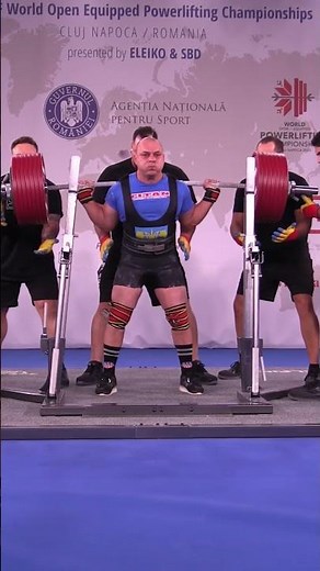 World Masters 1 Record Squat Equipped with 397.5 kg by Volodymyr Rysiyev UKR in 93 kg class