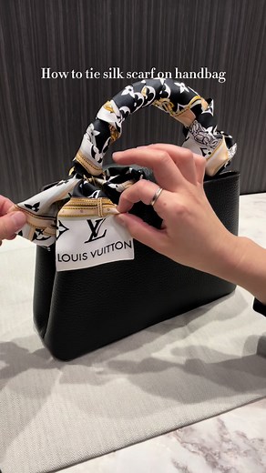 How to tie silk scarf on handbag. #handbag #silkscarf #baglover