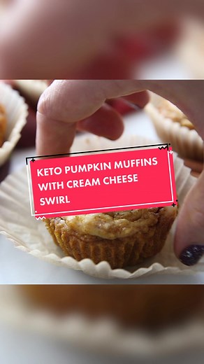 This Low Carb Keto Pumpkin Muffins with Cream Cheese Filling Recipe made with coconut flour is moist, easy to make, and full of incredible pumpkin flavor. 🎃 #lowcarb #lowcarbrecipes #lowcarblove #lowcarbdiet #keto #ketodiet #ketorecipes #ketolife #ketodessert