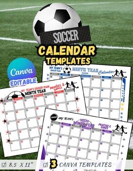 Soccer Season Calendar Template | Editable Practice & Game Schedule | Printable