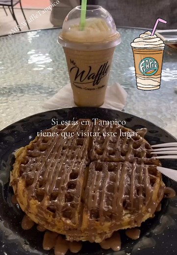 Frappuccino y Waffle de Nutella en Tampico