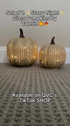 ✨ Fall in love with the enchantment ✨✨ Set the perfect vibe with the mesmerizing Set of 2 Starry Night Pumpkins by Valerie Parr Hill. 🎃✨ Let the sparkling stars and shimmering details bring magic into your home this autumn. 🌙✨ Embrace the charm of the starry night and let these pumpkins light up your evenings with a touch of whimsy! 🍂✨ #halloween #starrynight #AutumnVibes #tiktokshop