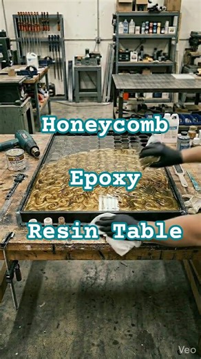Honeycomb Epoxy Resin Table Build ✨ Gold & Transparent Luxury (Satisfying Resin Art Transformation)
