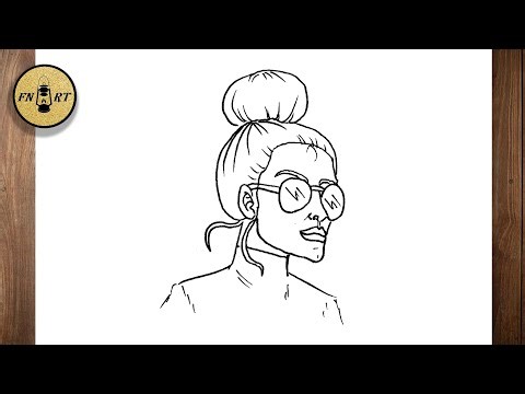 How to draw a girl face with glasses easy for beginners